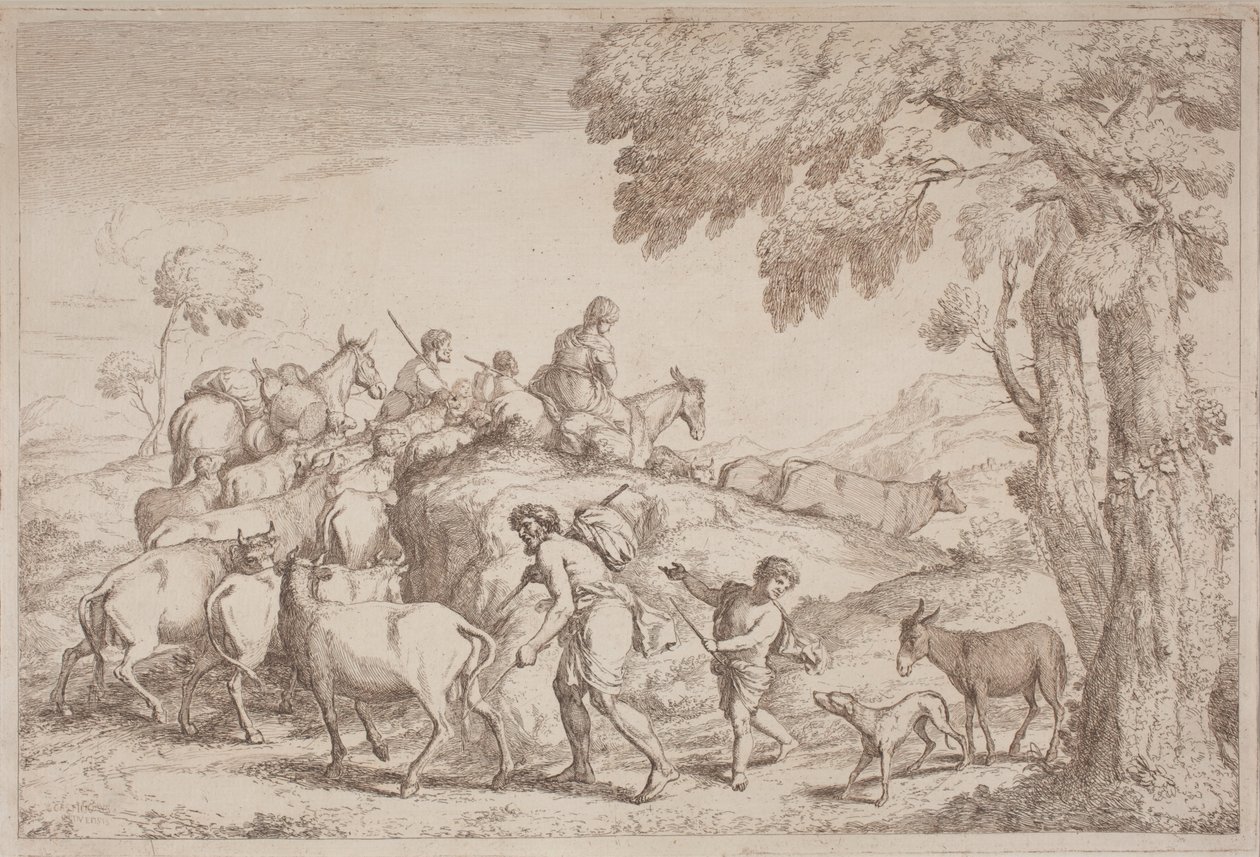Arkadan Görülen Yaşlı Bir Çoban by Gaetano Zompini, after Giovanni Benedetto Castiglione