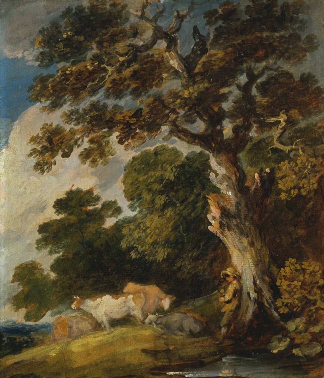 Sığır ve Çoban ile Ormanlık Bir Peyzaj by Gainsborough Dupont