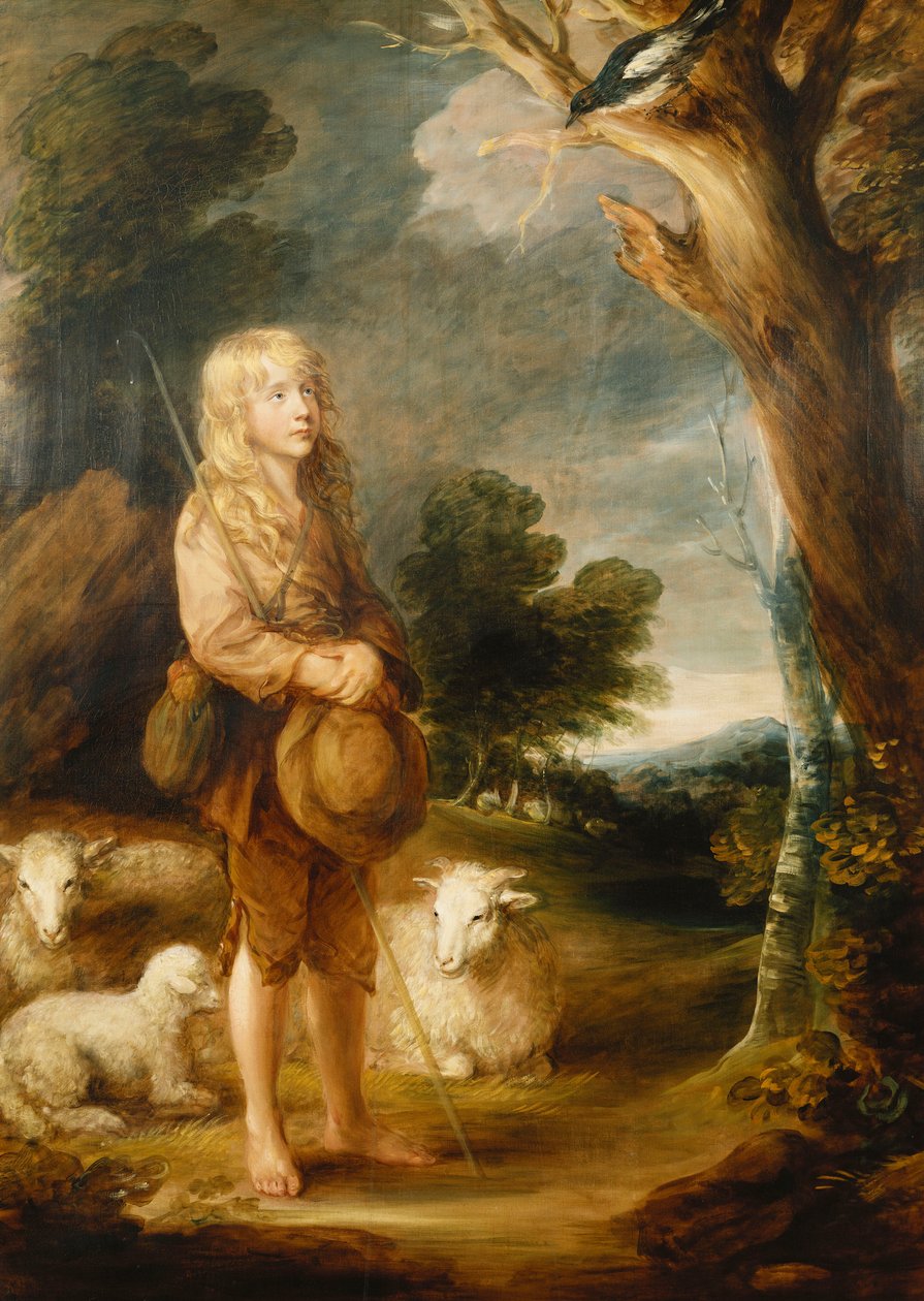 Bir Saksağan Dinleyen Bir Çoban ve Üç Koyun ile Ormanlık Bir Manzara, by Gainsborough Dupont