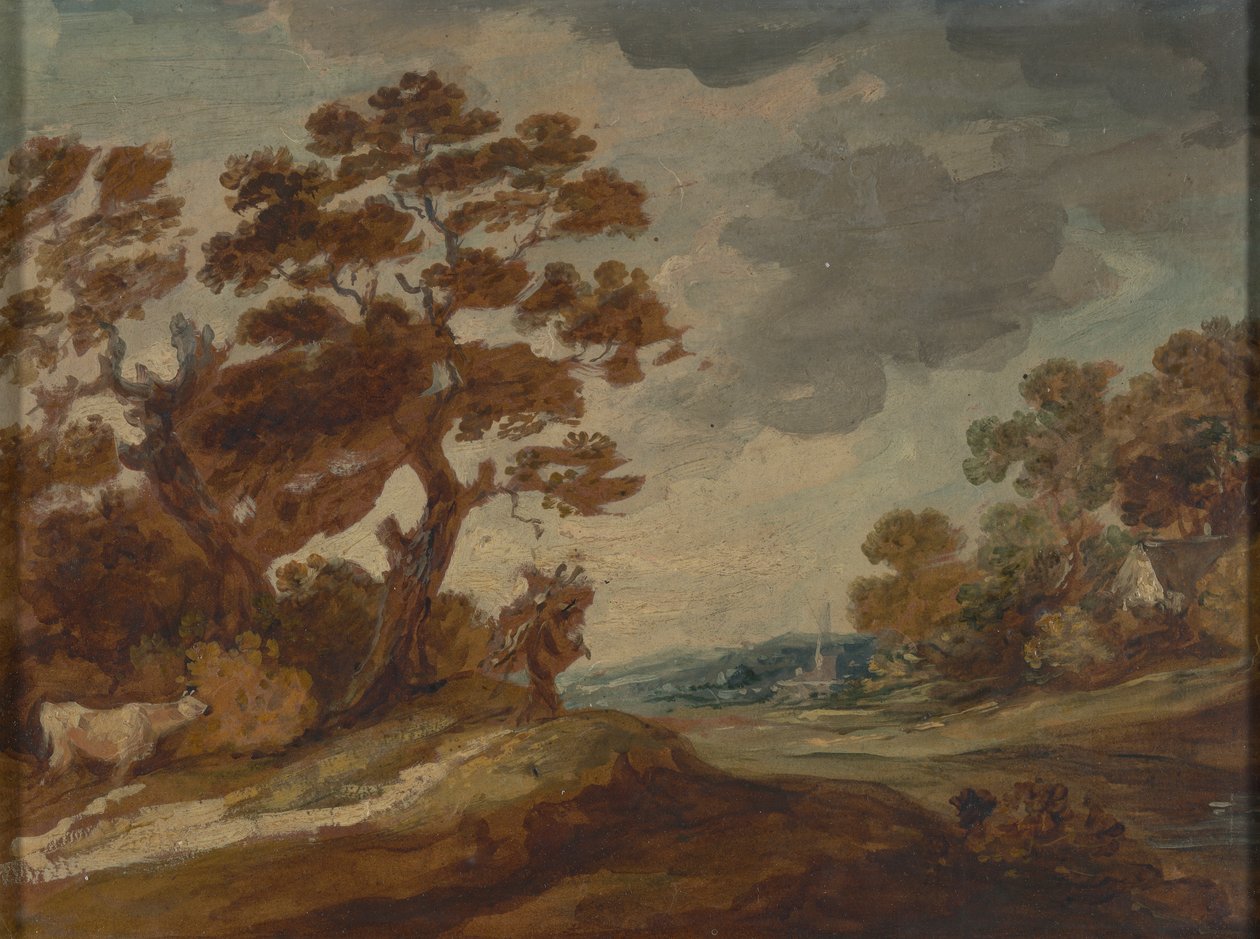 Manzara: Sol ön planda inek by Gainsborough Dupont