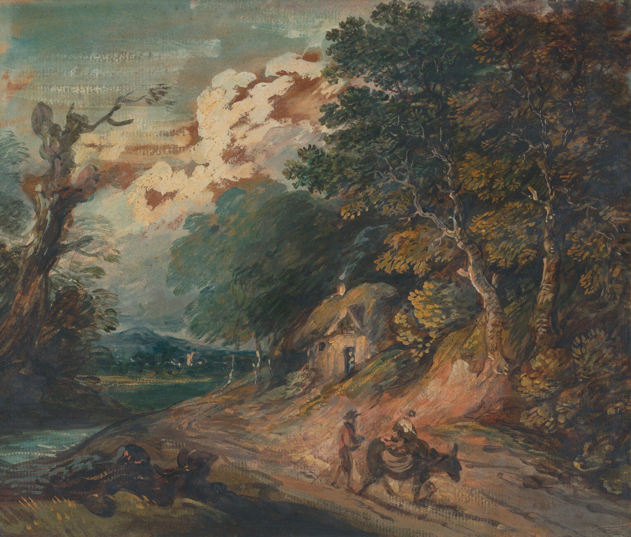 Manzara: Eşeğe binen figür by Gainsborough Dupont