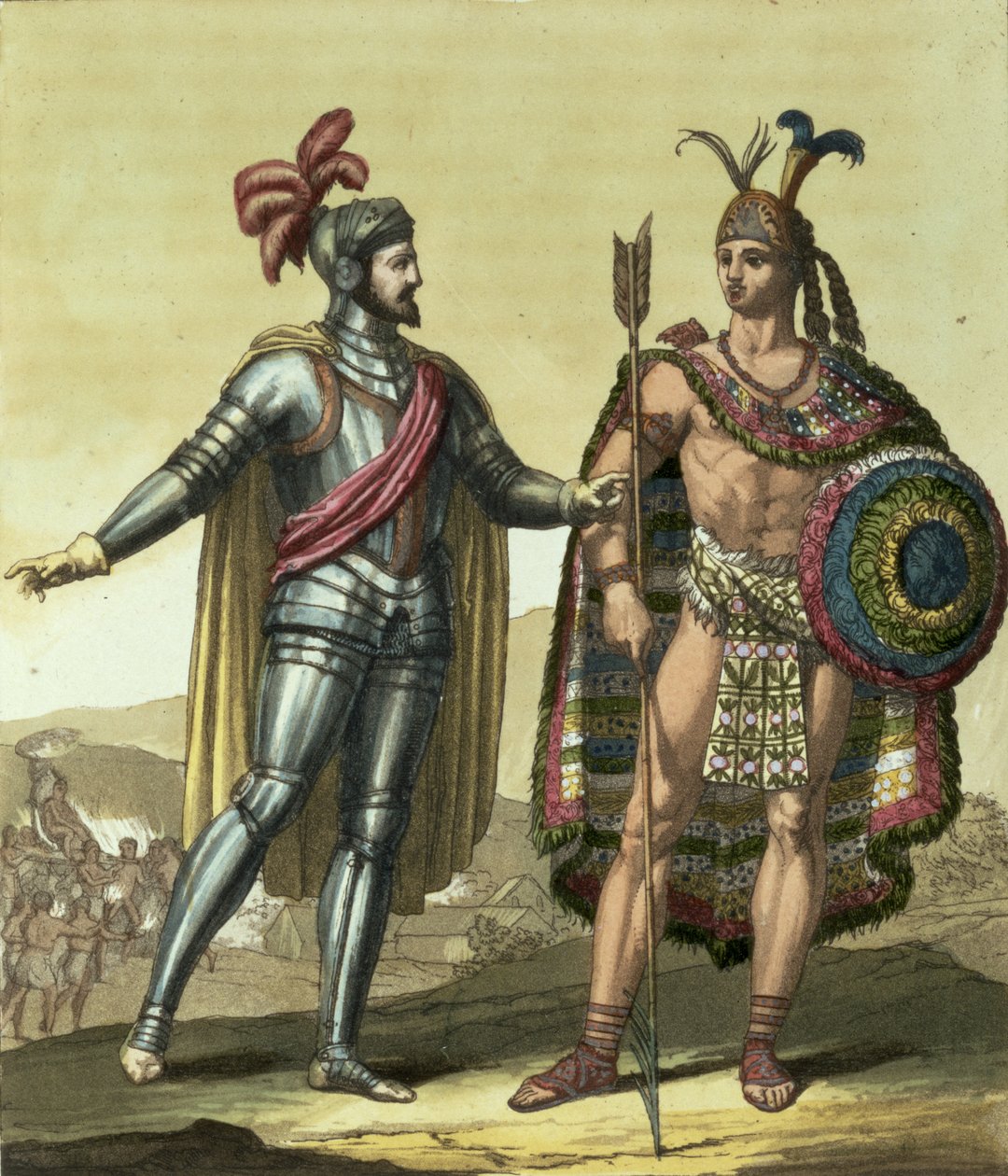 Bir Kızılderili Şefi ile Conquistador by Gallo Gallina