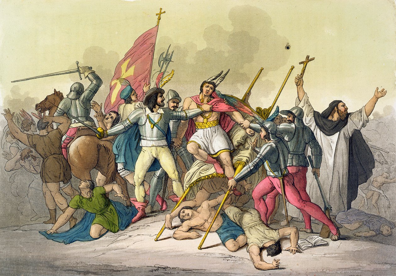 Yerli Kızılderililer ve Conquistadors Arasındaki Savaş by Gallo Gallina