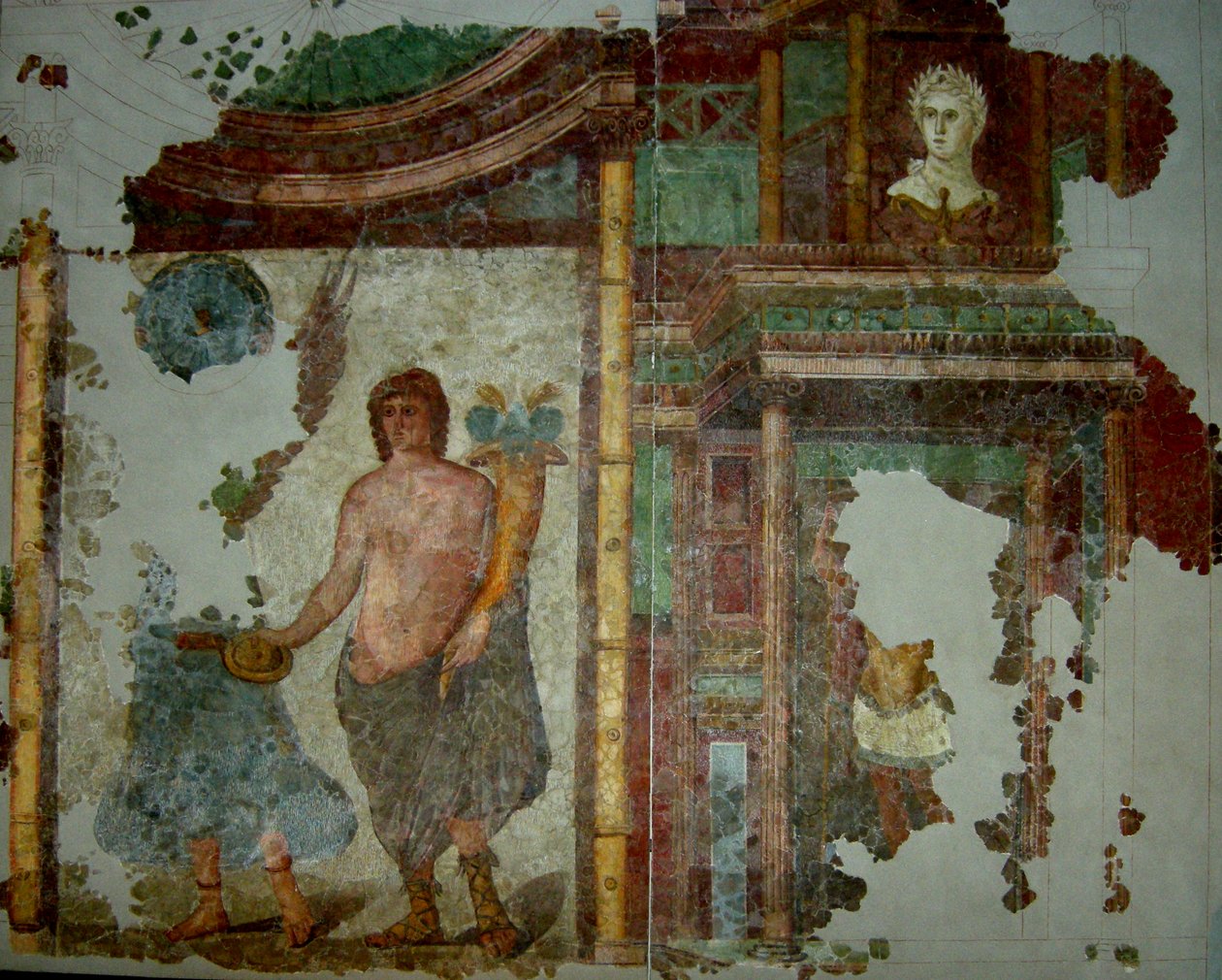 Narbonne yakınlarındaki bir villadan duvar resmi, MS 1. - 3. yüzyıllar (duvar resmi) by Gallo Roman