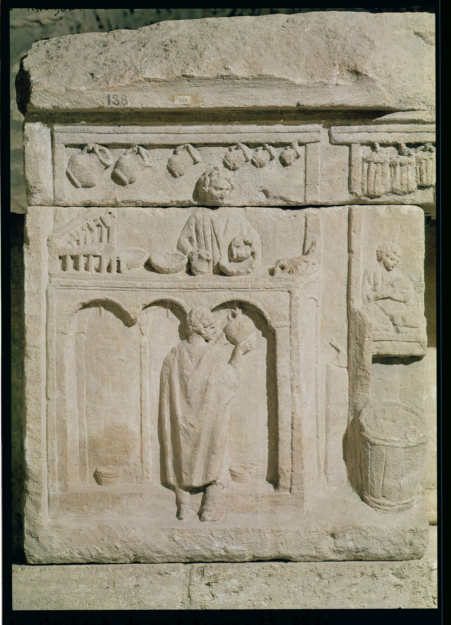 Bir şarap tüccarını betimleyen rölyef, 2.-3. yüzyıl by Gallo Roman