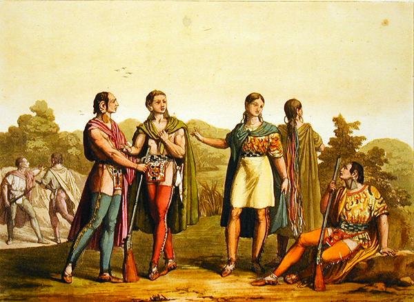 Indian Squaws, Kanada (renkli gravür) by Gallo Gallina