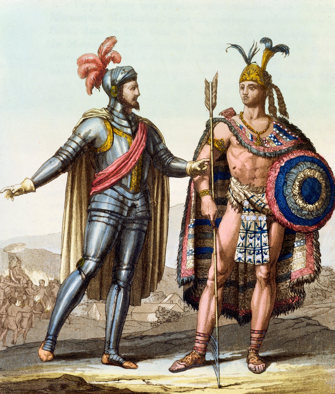 Hernan Cortes (1485-1547) ve Montezuma II (1466-1520) arasında 