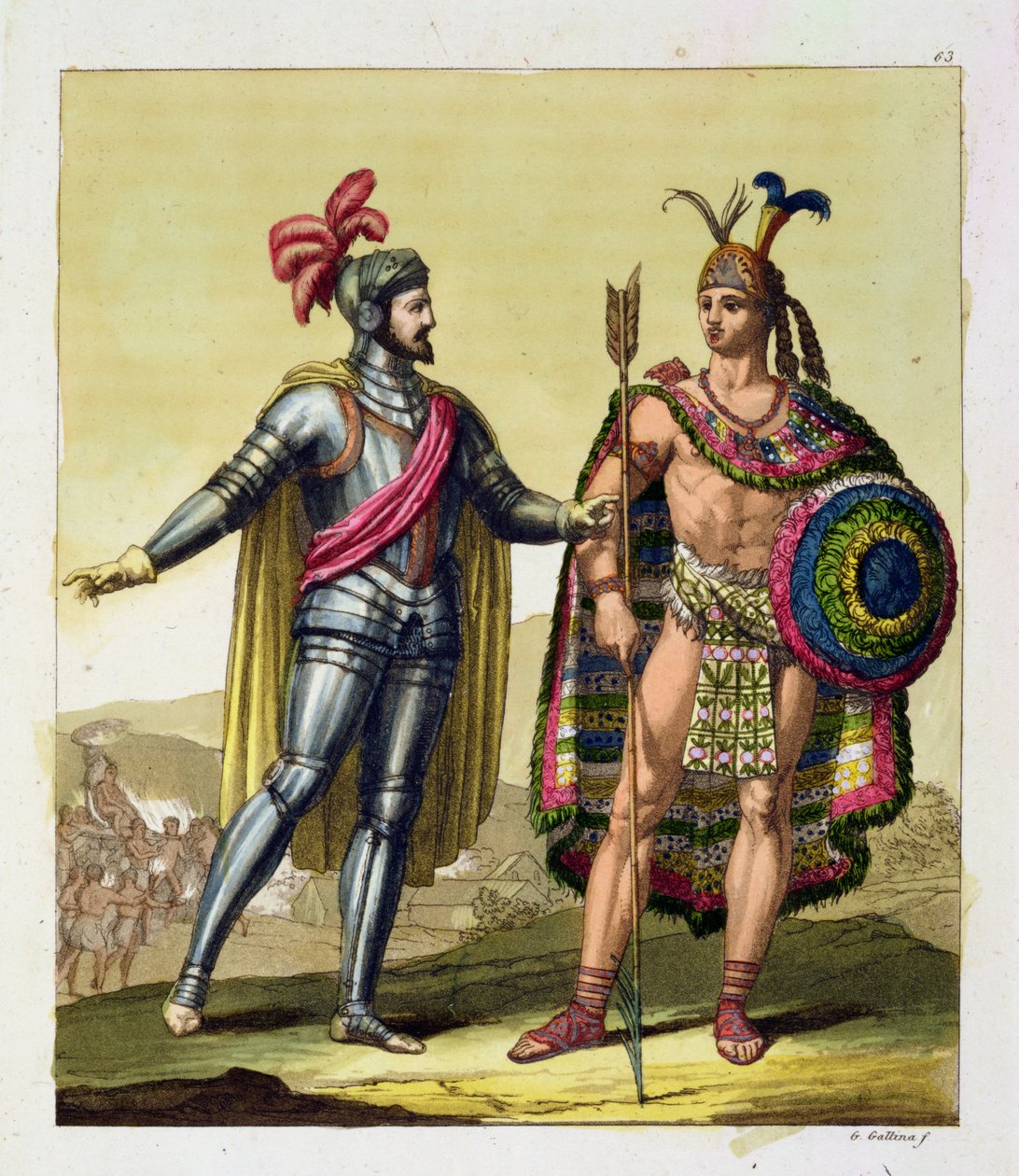Hernando Cortes (1485-1547) ve Montezuma II (1466-1520), 