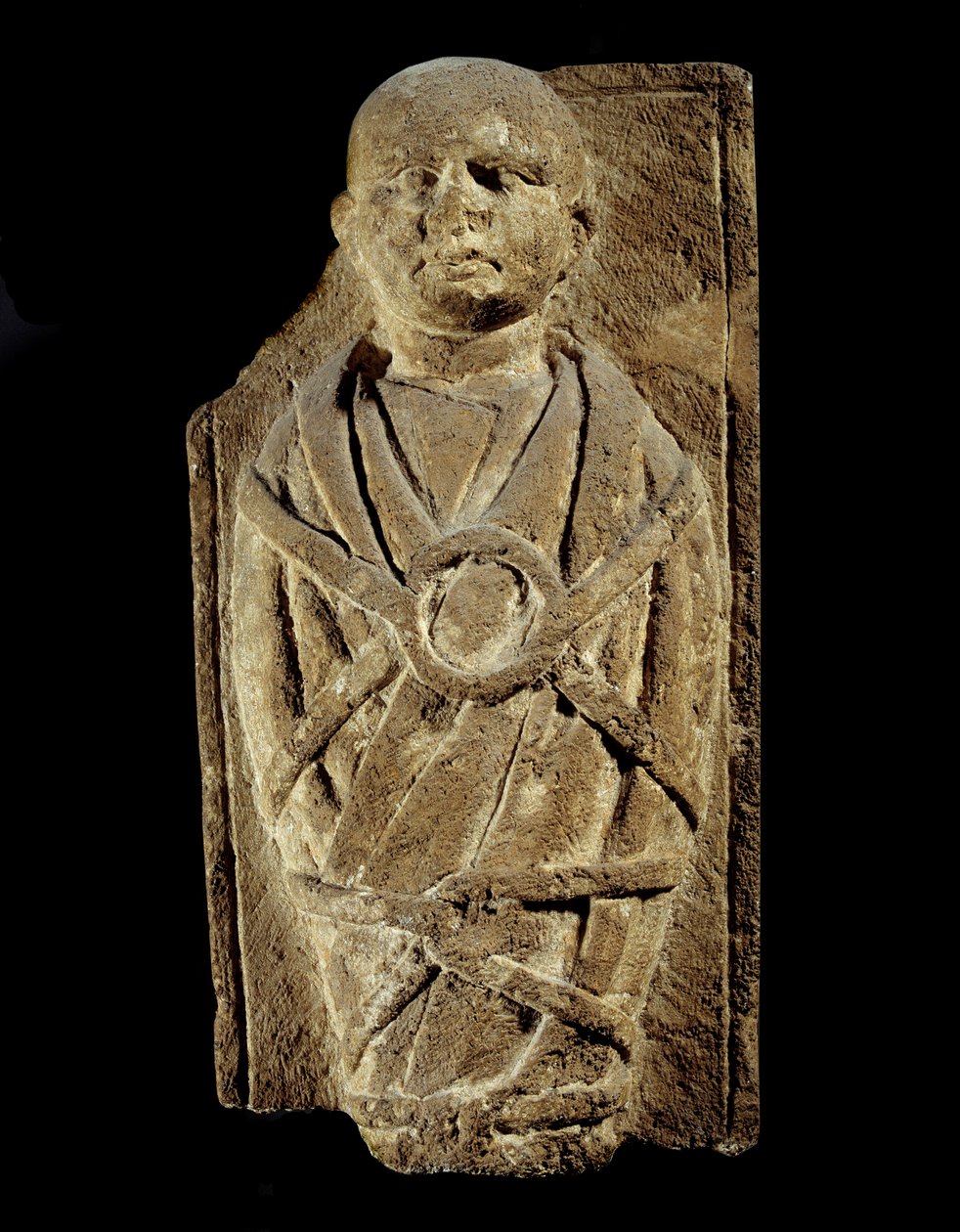 Art Gallo Romain: kundaktaki bir çocuğu temsil eden eski oy. Kireçtaşı heykeli. Saint Germain En Laye, Eski Eserler Müzesi by Gallo Roman Gallo Roman