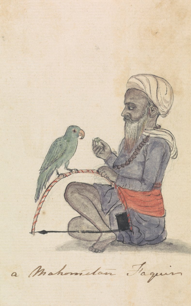 Papağanı ile bir Müslüman by Gangaram Chintaman Tambat