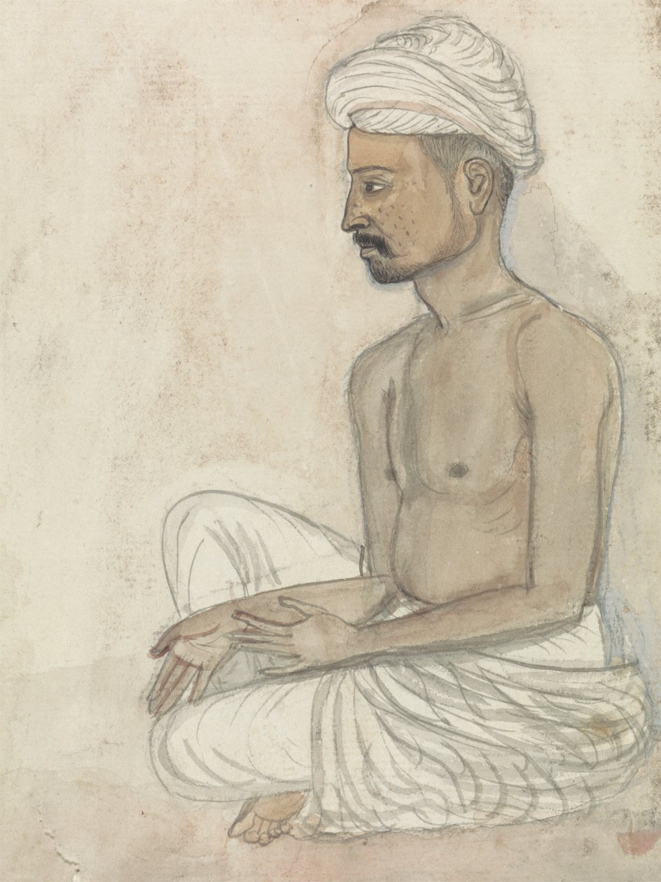 Bağdaş kurmuş Oturan Barechested Adam by Gangaram Chintaman Tambat