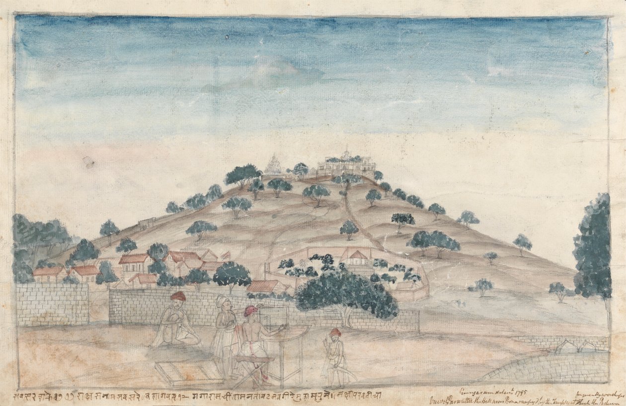 Peshwa Tarafından Sık Kullanılan Tapınakların İşgal Ettiği Poona yakınlarındaki bir Tepe olan Parbati'nin görünümü by Gangaram Chintaman Tambat