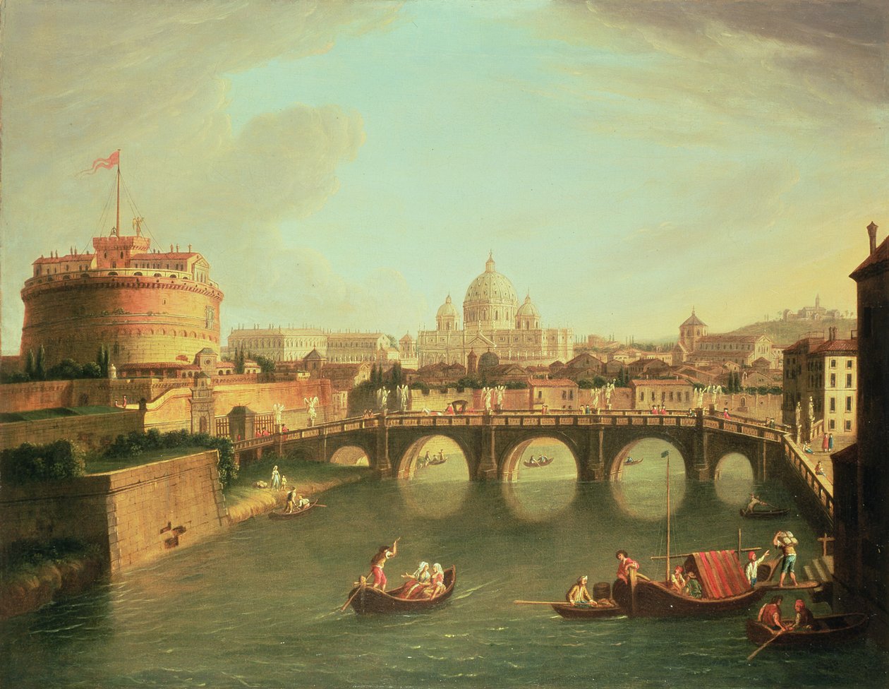 Köprü ve Castel St. Angelo ile Tiber tarafından Roma