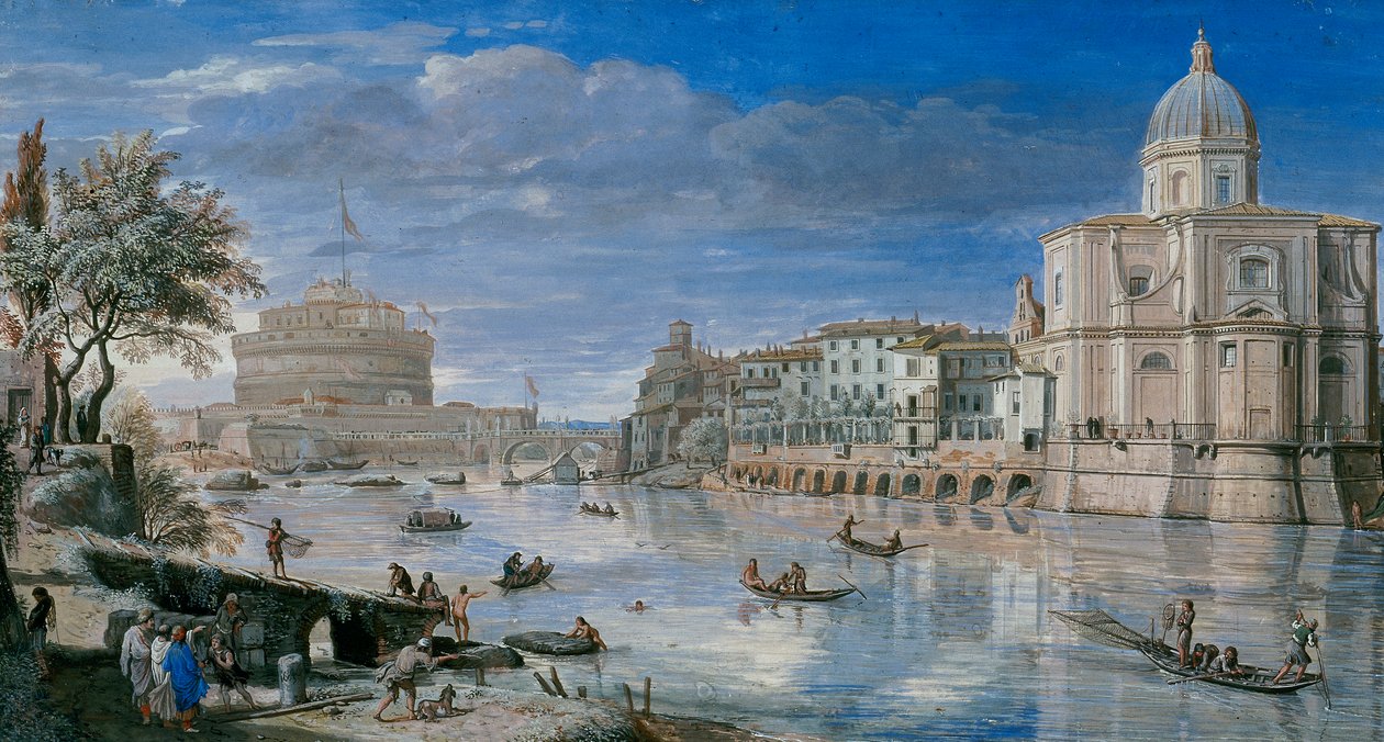 Castel SantAngelo ile Roma manzarası by Gaspar van Wittel
