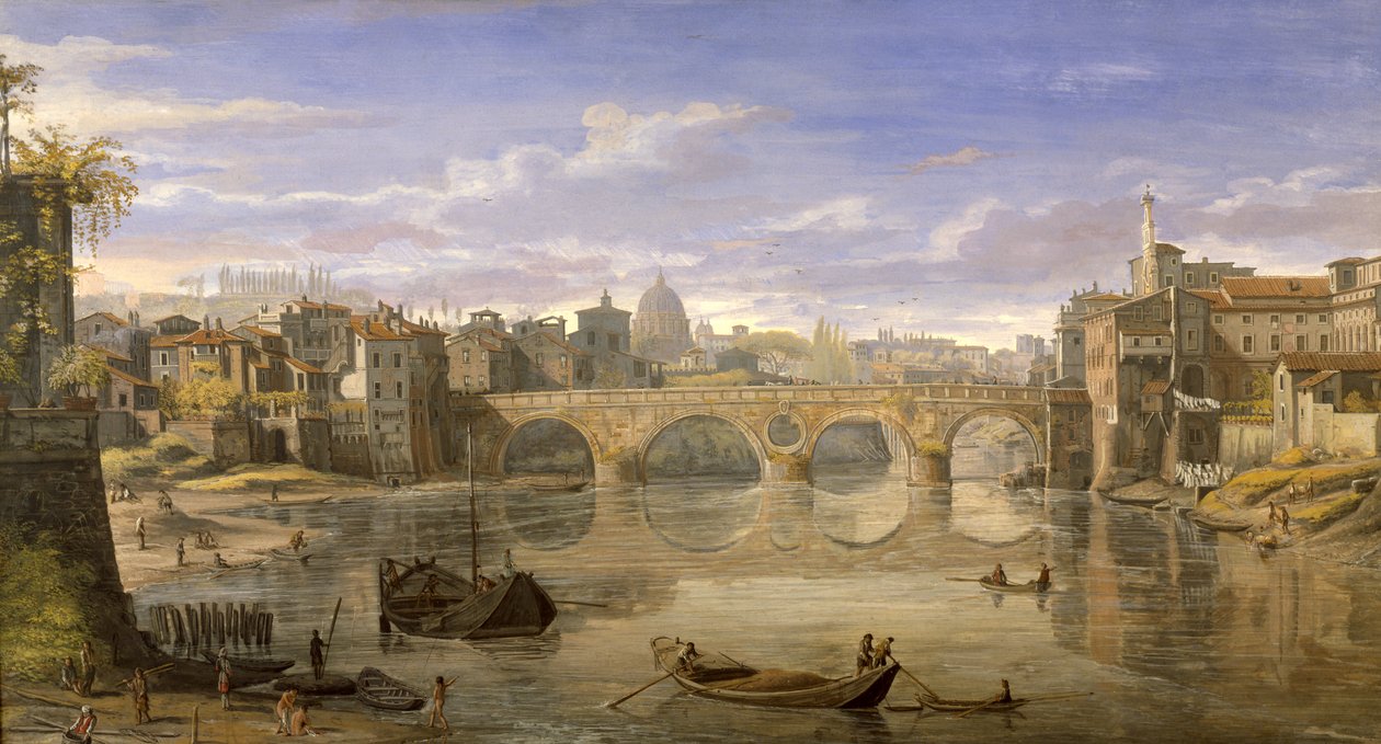 Ponte Sisto, Roma (kağıt üzerinde sıcaklık) by Gaspar van Wittel