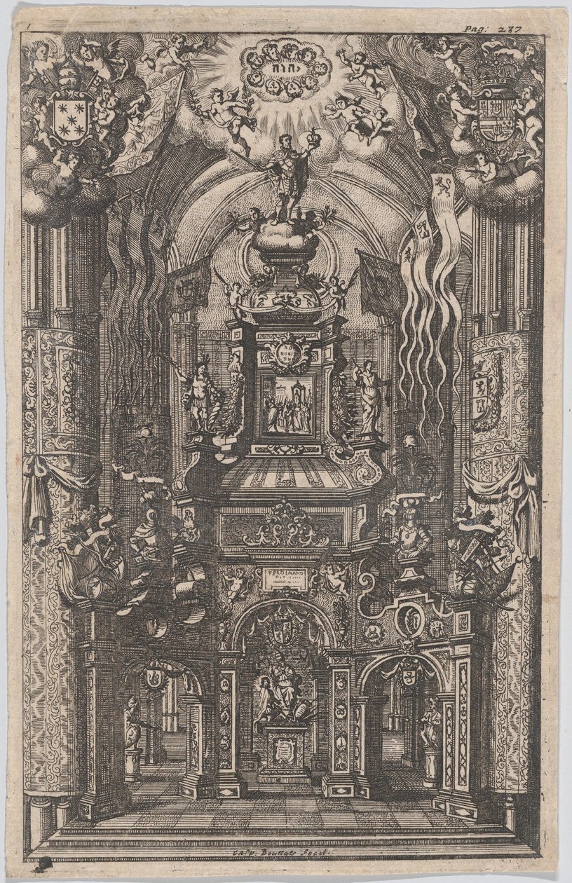 Ferdinand için Katafalk, kimliği belirsiz bir kitaptan, yaklaşık. 1660-95. by Gaspar Bouttats