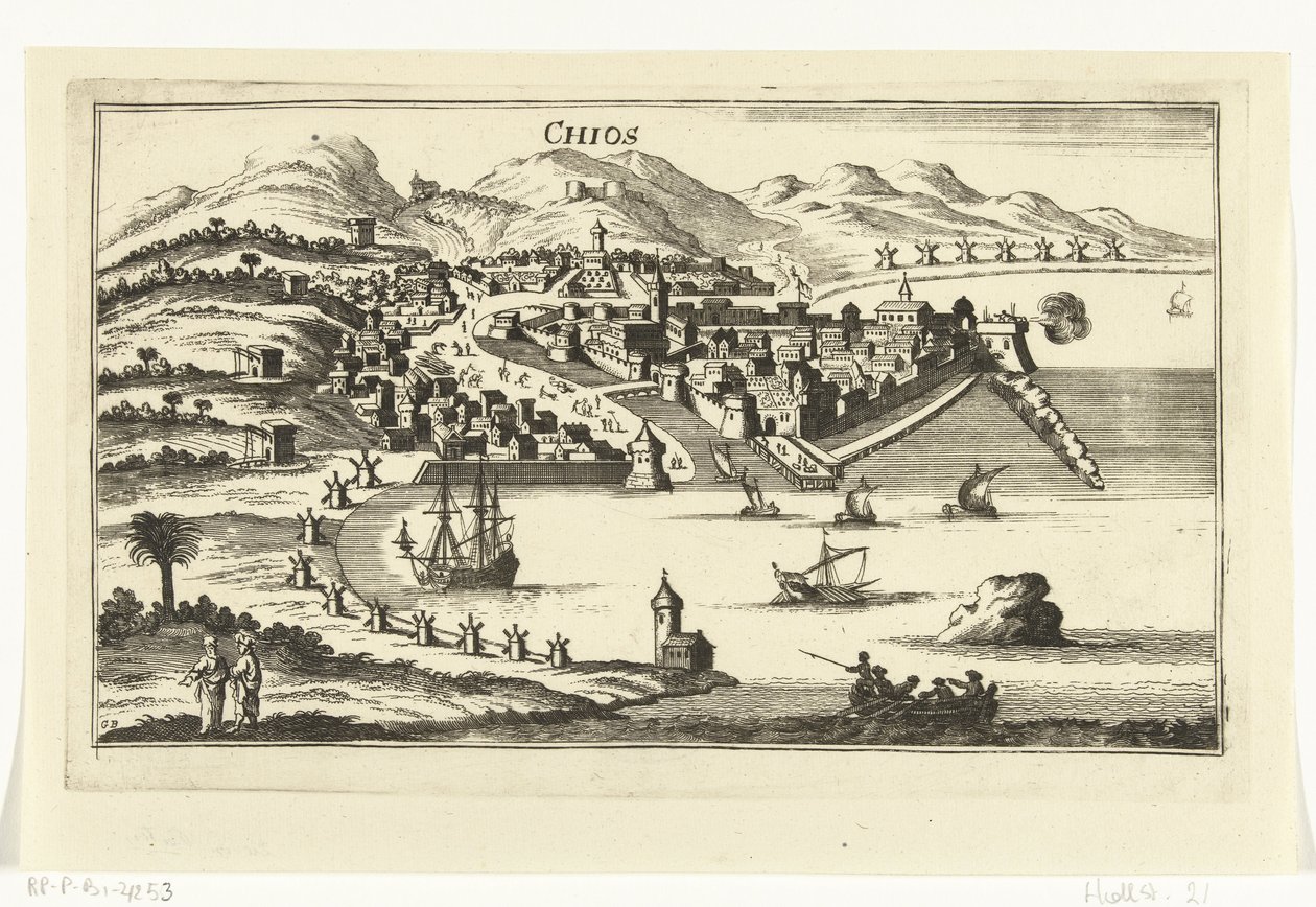 Sakız Adası'nın Akdeniz'deki Liman, Şehir ve Adalarının Topografik Görüntüleri (dizi başlığı) by Gaspar Bouttats