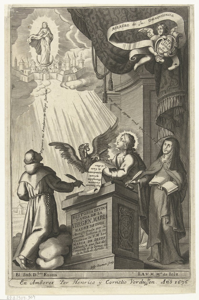 Meryem Ana cennetin krallığına mest oldu Historia divina y vida de la Virgen maria (nesnedeki başlık) by Gaspar Bouttats