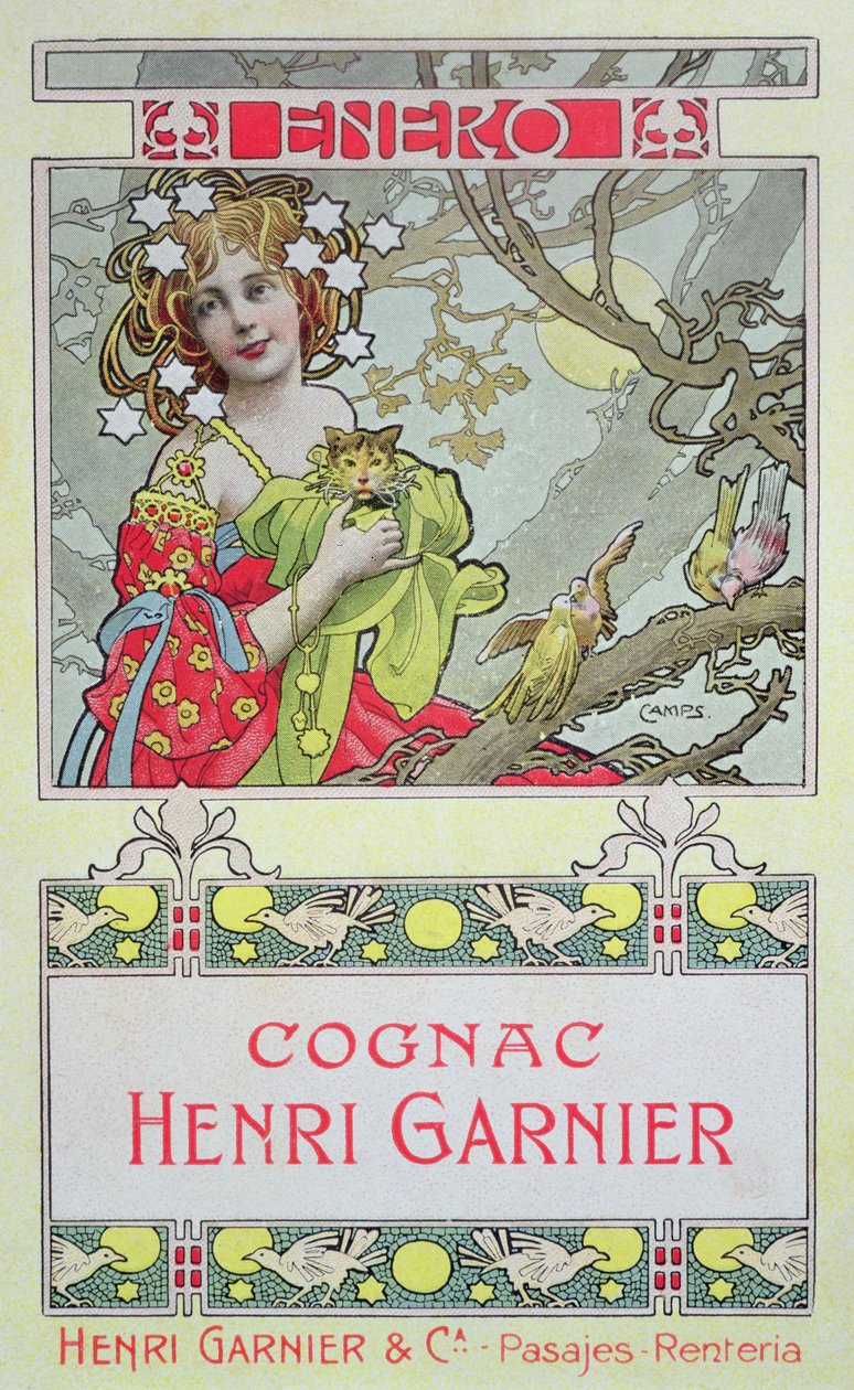Ocak, Henri Garnier & Co. için bir takvimden. by Gaspar Camps Junyent