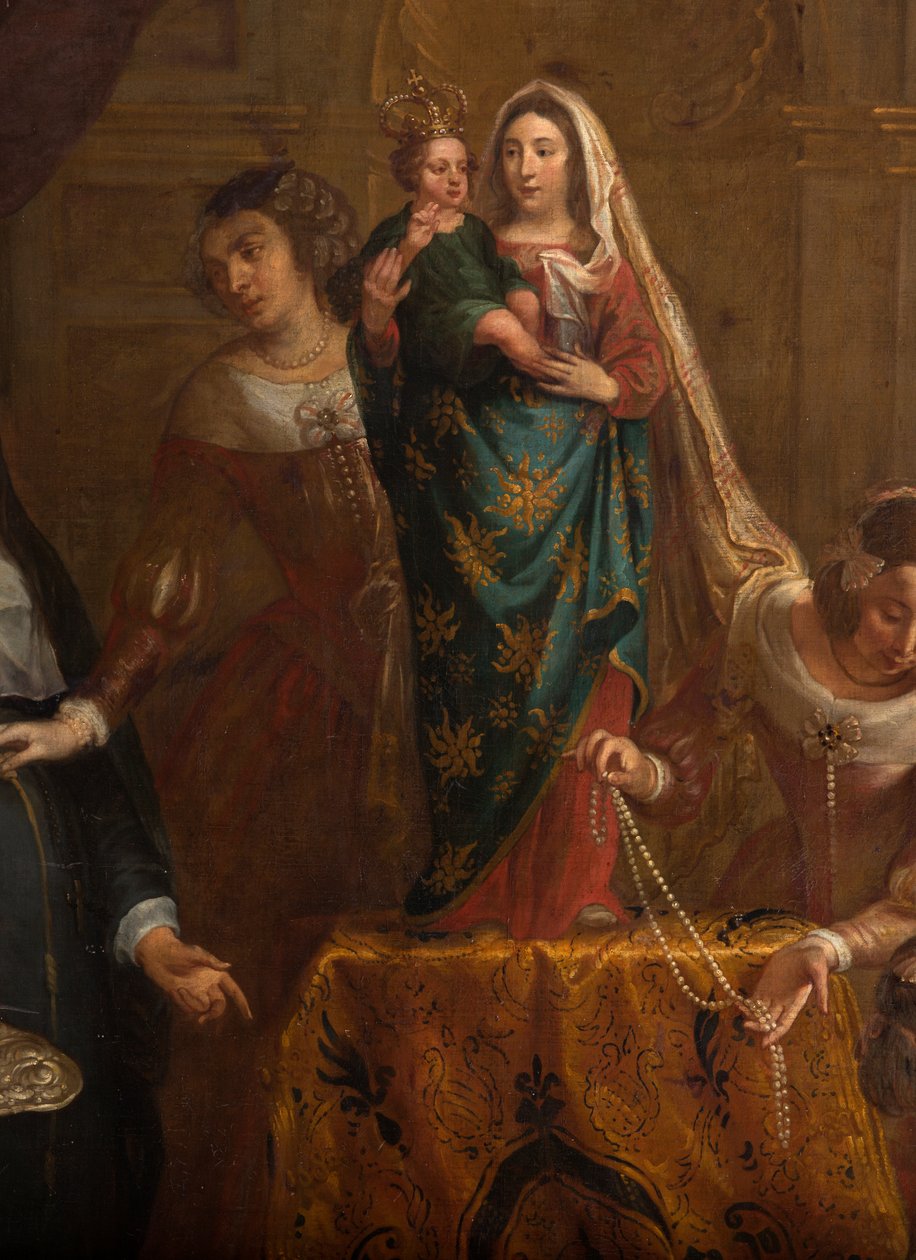 Bölge kilisesi (Eglise Saint-Brice). Paintin "İspanya Arşidükü Isabel, mücevherlerini Halle Saint-Martin Bazilikası