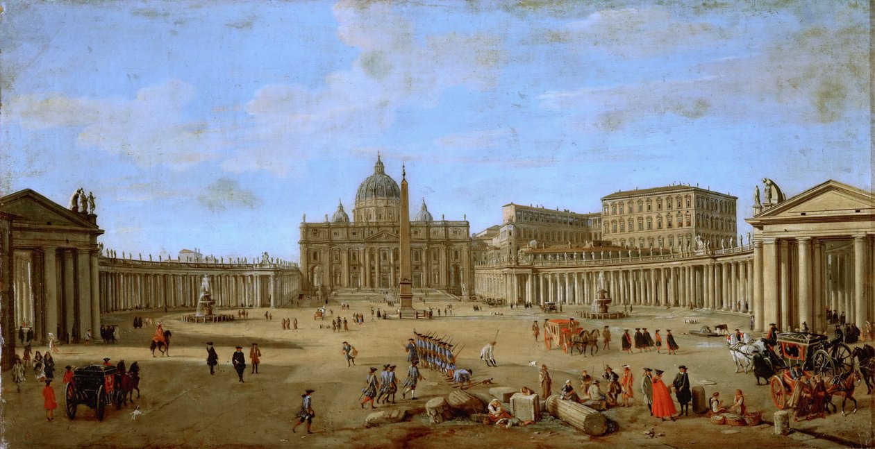 Aziz Petrus Meydanı, Roma - Caspar Adriaensz. van Wittel (Gaspare Vanvitelli) (1656-1736). Tuval üzerine yağlı boya, yaklaşık 1705. Ebat: 44,5x84,2 cm. Sanat Tarihi Müzesi, Viyana by Gaspar van Wittel