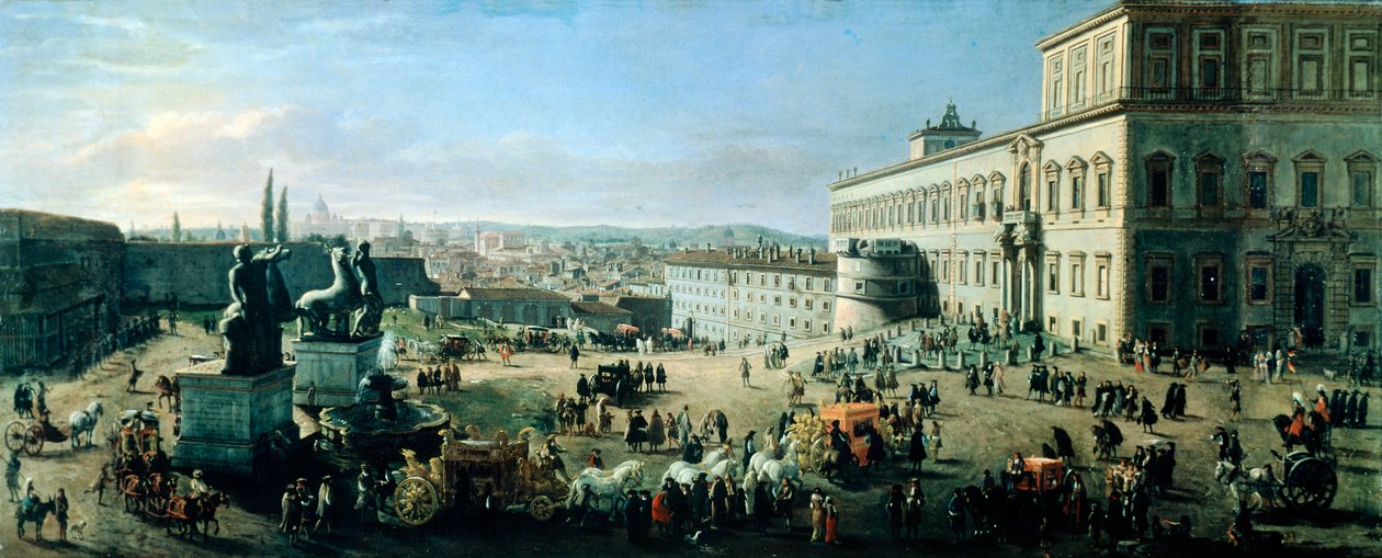 Monte Cavallo Meydanı ve Sarayı (tuval üzerine yağlı boya) by Gaspar van Wittel