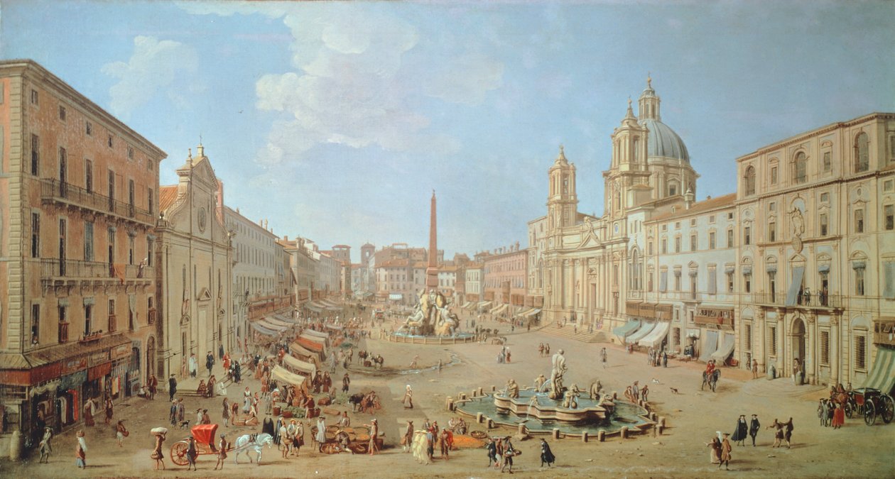 Roma, Piazza Navona (tuval üzerine yağlı boya) by Gaspar van Wittel