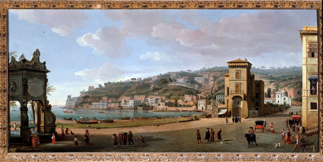 Chiaia bölgesinin görünümü, Napoli - Tablo, 17.-18. yüzyılın sonu by Gaspar van Wittel