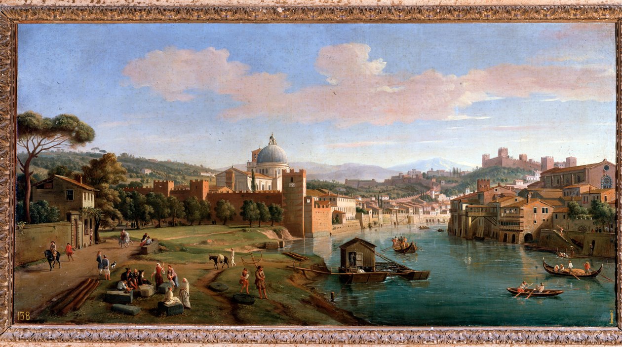 Verona ve Adige nehri kıyılarının görünümü - Resim, 17.-18. yüzyılın sonu by Gaspar van Wittel