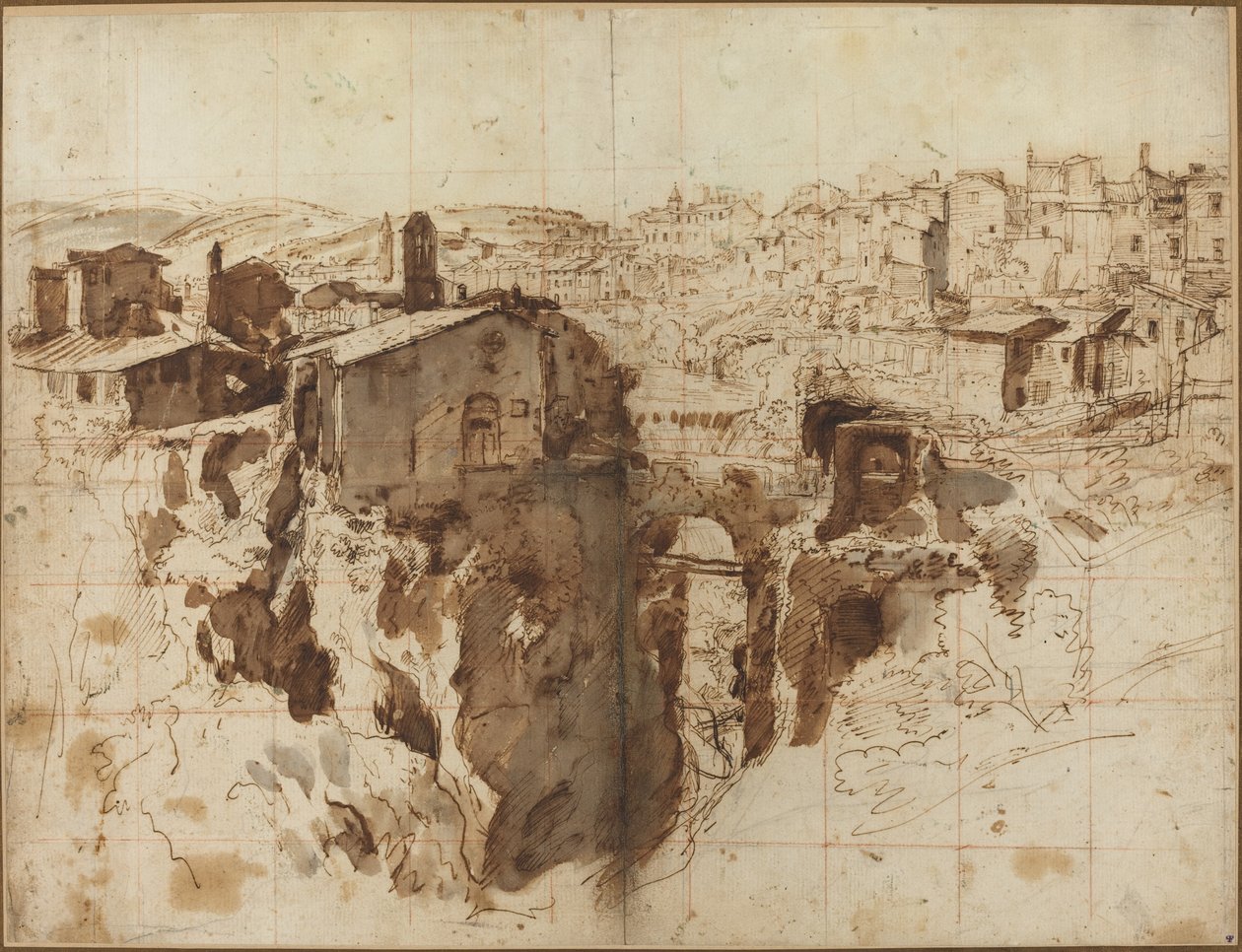 Tivoli Şelalesi ve Kasabası by Gaspar van Wittel