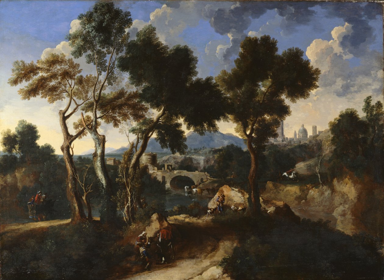 Köylülerle Manzara, c.1640 by Gaspard and Miel, Jan van Dughet