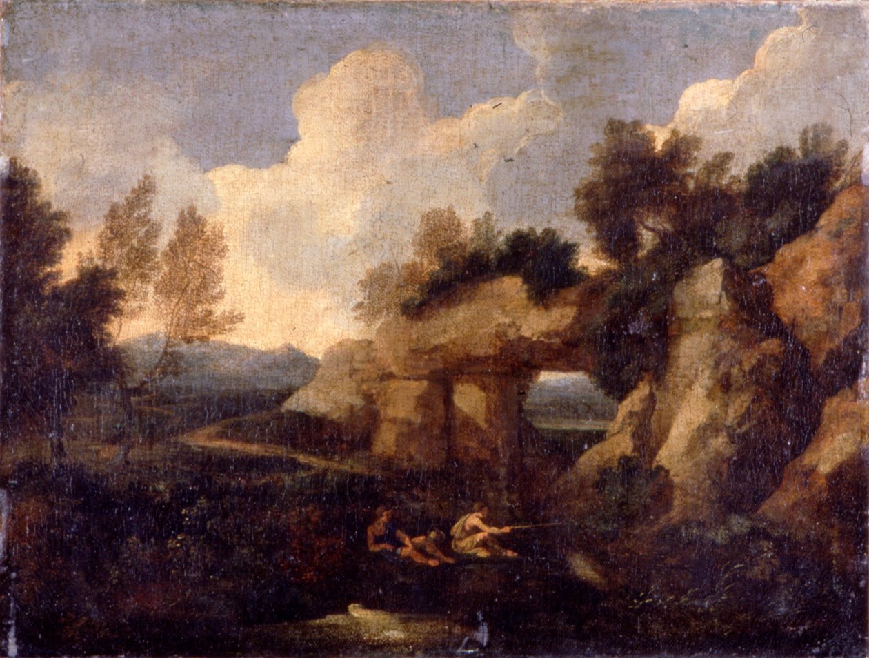 Rocky Gateway yakınındaki balıkçılar by Gaspard Poussin Dughet