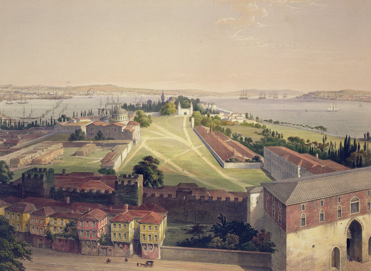 Konstantinopolis Panoraması, Louis Haghe (1806-85) 1852 tarafından oyulmuş 