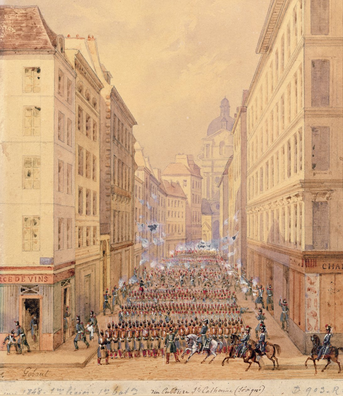 Birinci Tabur Yürüyüşü, Rue Culture Sainte-Catherine, 1 Şubat 1848 by Gaspard Gobaut