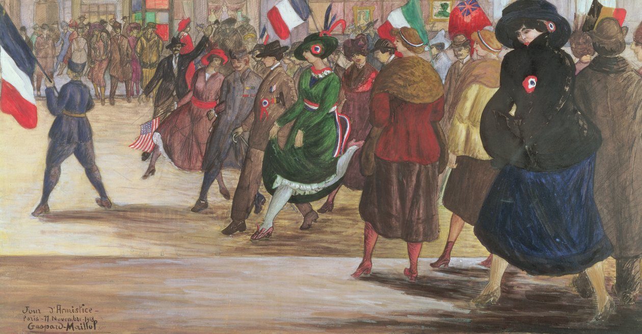 Armistice Day, Paris, 11th November 1918 (pencil & gouache on paper) by Gaspard Maillol