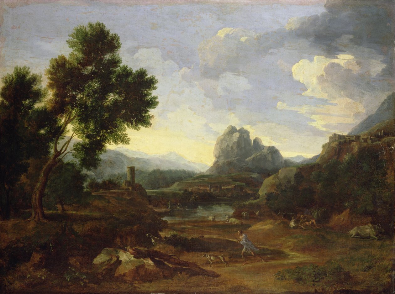 Avcı ve köpeklerle manzara by Gaspard Poussin Dughet