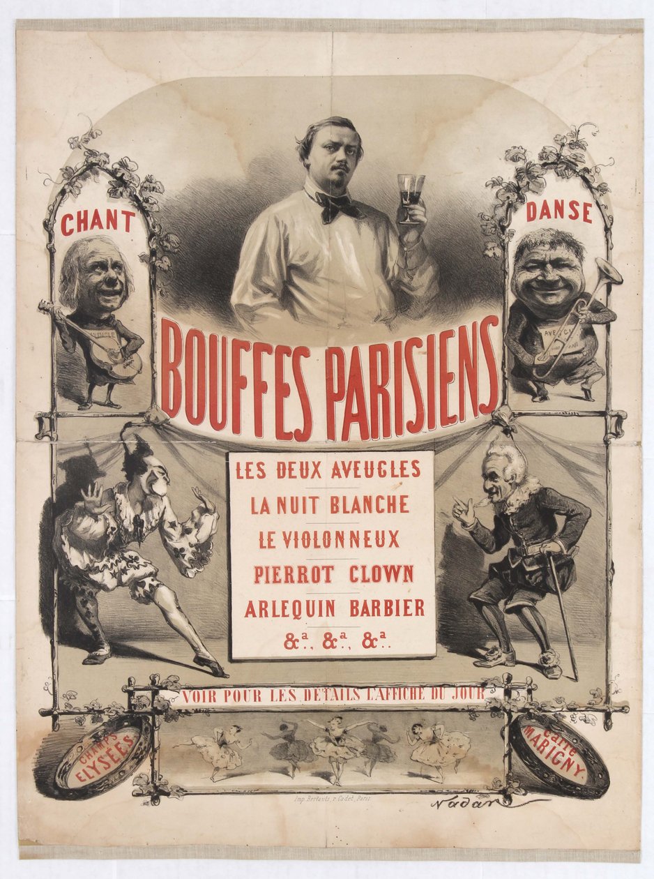 Theatre des Bouffes-Parisiens, Jacques Offenbach, 1865. by Gaspard Félix Nadar