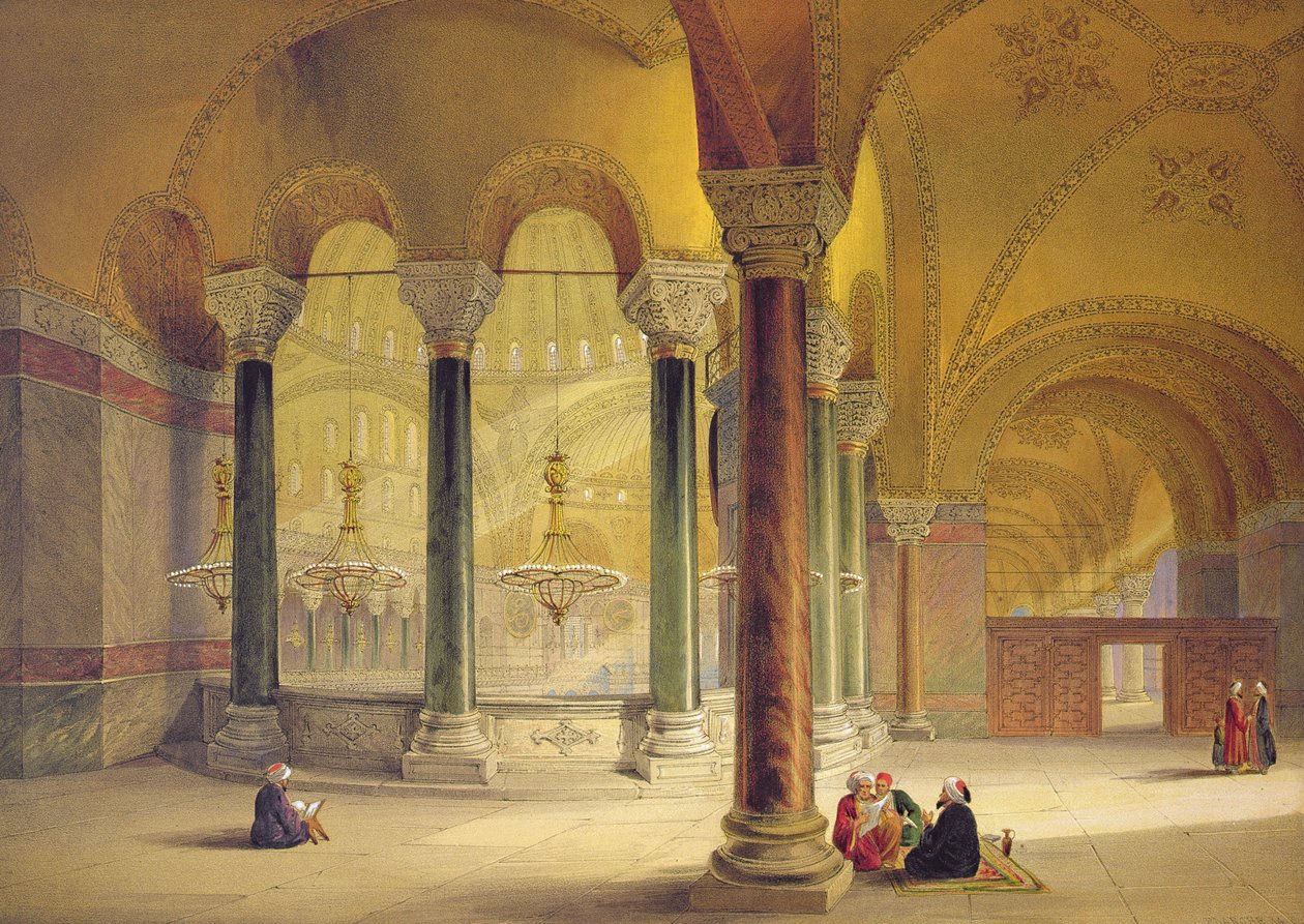 Ayasofya, levha 11: Güney batı köşesindeki Meme Galerisi, Louis Haghe (1806-85) tarafından oyulmuş, 1852'de yayınlandı by Gaspard Fossati