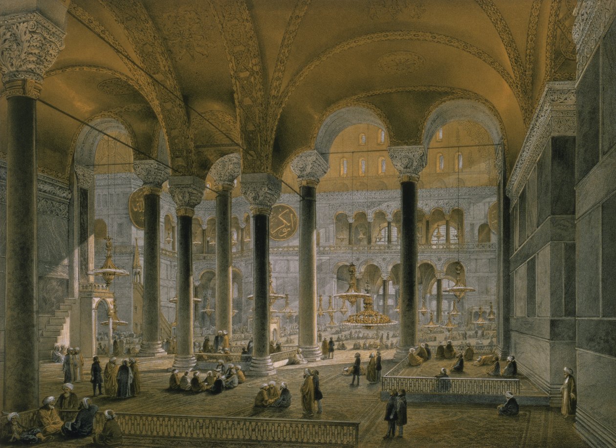 Ayasofya, levha 6: kuzey nef, Louis Haghe (1806-85) tarafından oyulmuş, 1852