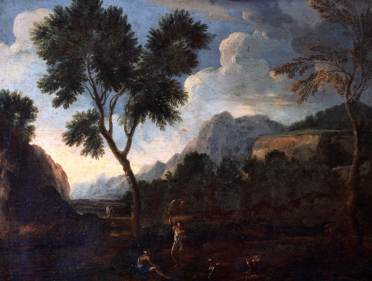 Vadideki Avcılar, Gaspard Dughet (1615-1675), tuval üzerine yağlı boya, 56x67 cm. by Gaspard Poussin Dughet