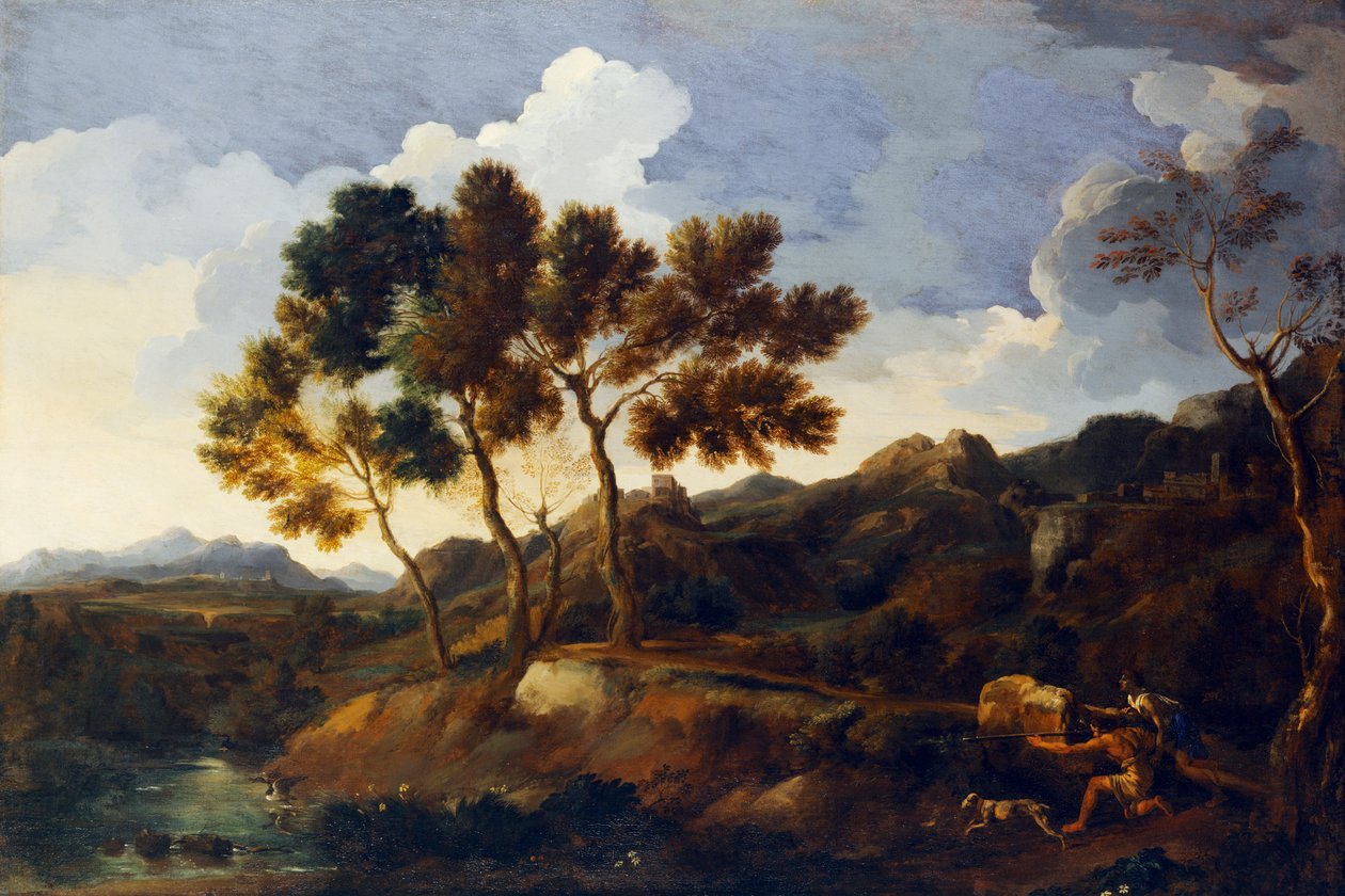 Sporcularla Manzara c.1636-39 (tuval üzerine yağlı boya) by Gaspard Poussin Dughet