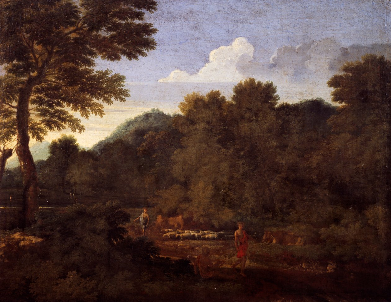 Koyun sürüsü ile manzara, Gaspard Dughet (1615-1675), tuval üzerine yağlı boya, 50x66 cm. by Gaspard Poussin Dughet