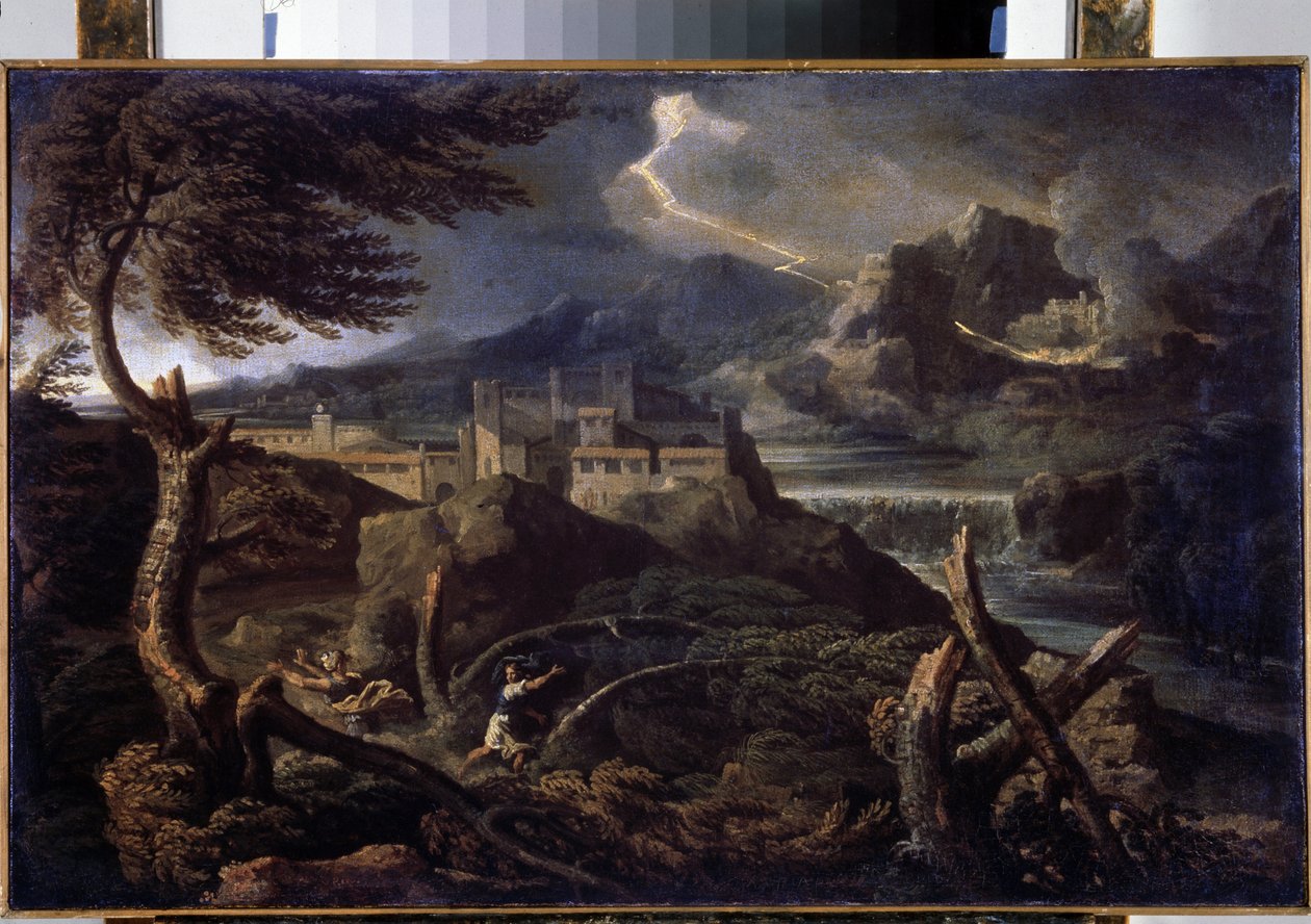 ""Paysage aux eclairs"" (Yıldırım ile Manzara) Gaspard Dughet (1615-1675) 1670 yaklaşık Dim. 40x62,5 cm Ermitaj Müzesi, Sankt Petersburg (Saint-Petersburg) by Gaspard Poussin Dughet