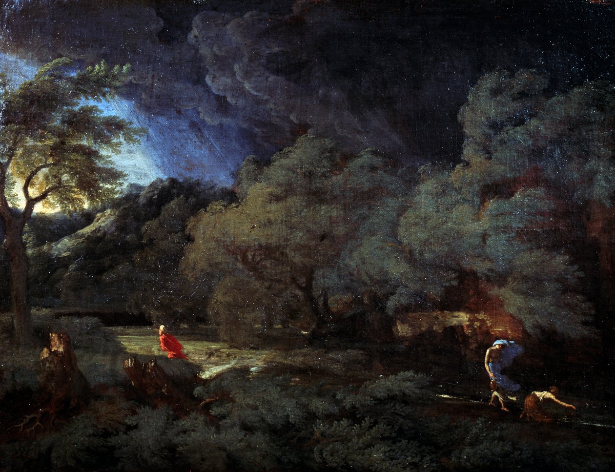 Fırtınalı manzara (tuval üzerine yağlı boya) by Gaspard Poussin Dughet