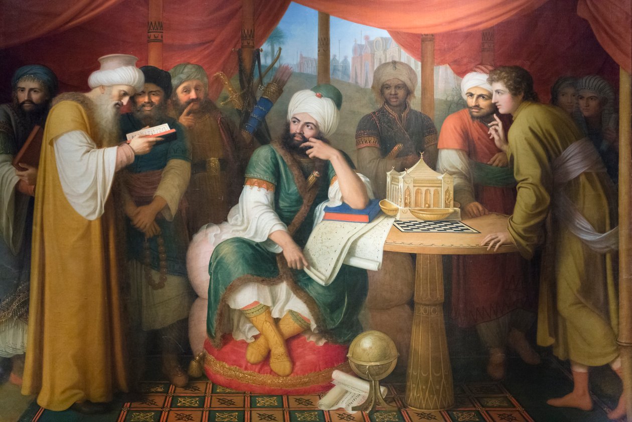 Harun Al Rashid, doğunun bilge adamlarıyla çadırında by Gaspare Landi