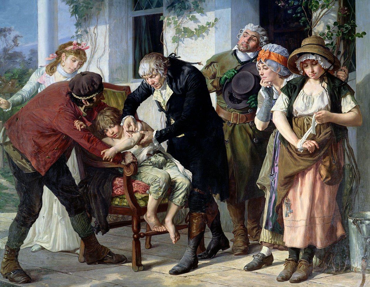 Edward Jenner (1749-1823) Çiçek hastalığına karşı ilk aşıyı 1796, 1879'da gerçekleştirir (detay) (ayrıca bkz. 166614) by Gaston Melingue