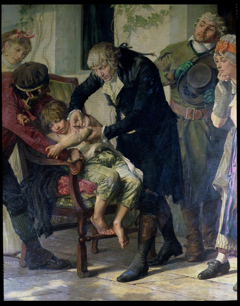 Edward Jenner (1749-1823) çiçek hastalığına karşı ilk aşıyı 1796, 1879'da gerçekleştirir (detay) by Gaston Melingue