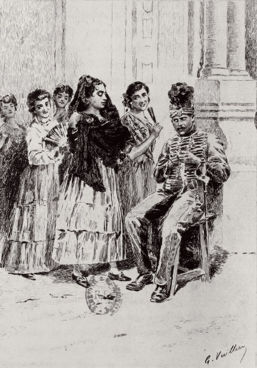 Eugene Decisy (1866-p.1936) tarafından resimlenen Prosper Merimee