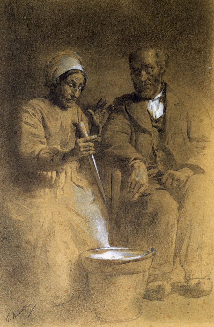 Görüntünün Karşı Büyüsü (beyazla yükseltilmiş kağıt üzerine kurşun kalem) by Gaston Vuillier