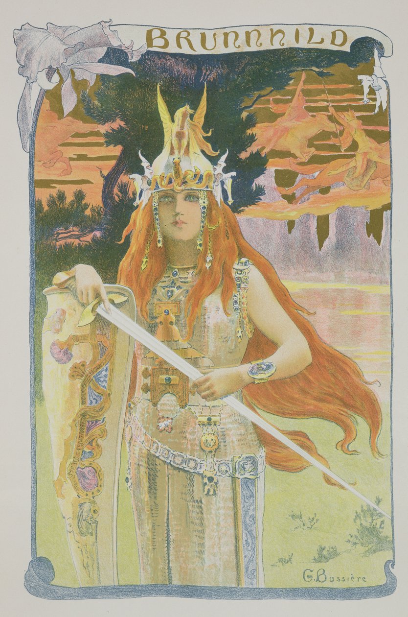 'L'Estampe Moderne'den Brunnhilde, Paris 1897-99'da yayınlandı by Gaston Bussiere